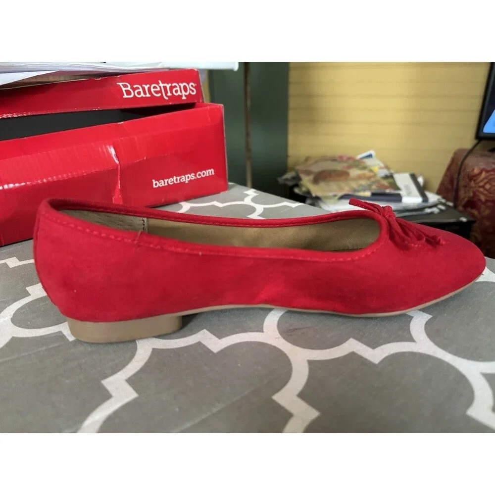 Crown & Ivy Beale Women’s 7W Red Ballet Flats Bow Round Toe Shoes